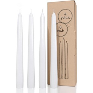 8 inch Taper Candles Set of 4 - Dripless and Smokeless Candle Unscented - Slow Burning Candle Sticks - 1 of 4