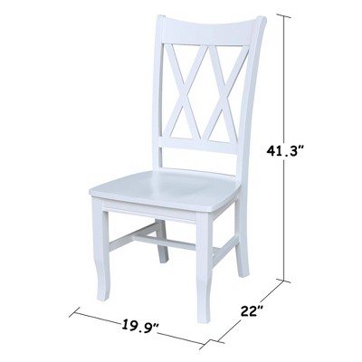 White High Cross Back Wood Side Chair Set