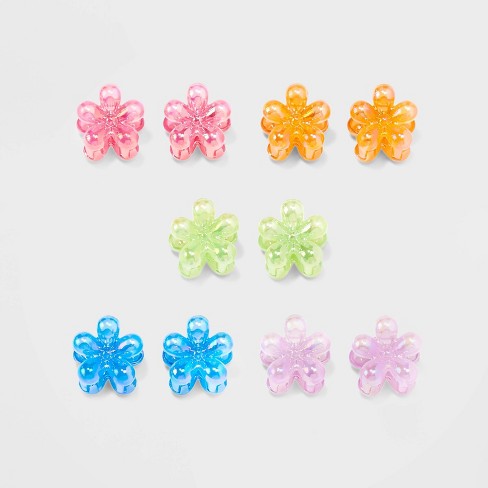 Girls' 10pk Iridescent Flower Claw Clips - Cat & Jack™ : Target
