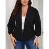 Coolmee Women Large Size Open Front Draped Blazers Ruched 3/4 Sleeve Casual Work Cardigan Jackets with Pocket - 2 of 4