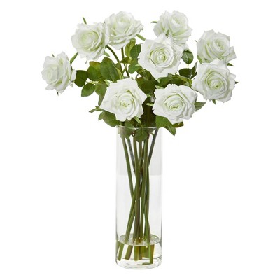 Regal Rose 22.5" Artificial Arrangement in Clear Cylinder Vase