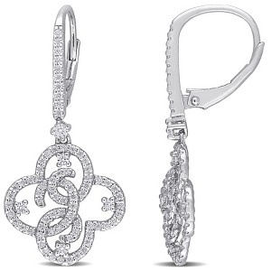 EVERLY JEWELRY | Sterling Silver 1 CT TGW DEW Created Moissanite Floral Leverback Drop Earrings - 1 of 4
