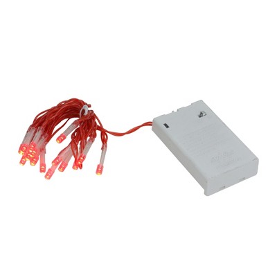 Brite Star 15ct Battery Operated Micro LED Christmas Lights Red/Orange - 4.8' Invisilite Wire