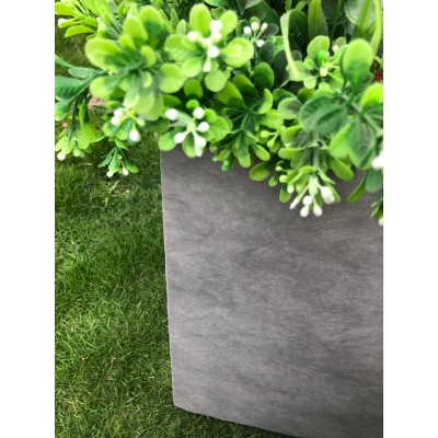 Large Rectangular Gray Lightweight Concrete Outdoor Planter