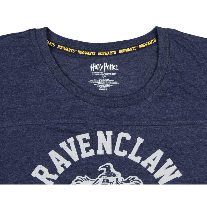 Harry Potter Womens' Ravenclaw Crest Varsity Stripe Rounded Hem T-Shirt, 3 of 4