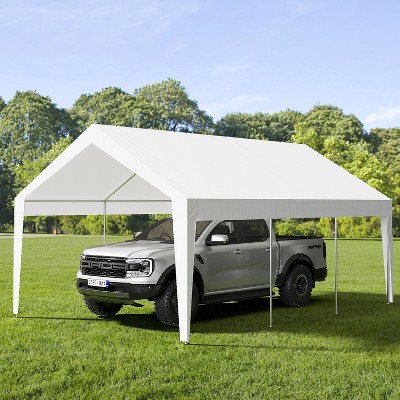 10x20FT Heavy-Duty Carport Canopy – Galvanized Steel Frame, Waterproof & UV-Resistant (White/Grey/Yellow)