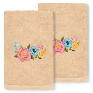 Linum Home Textiles Primavera - Embroidered Luxury 100% Turkish Cotton Hand Towels (Set of 2) - 1 of 3