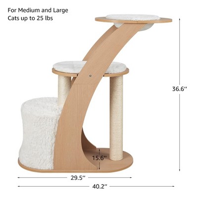 unipaws All-in-One Modern Cat Tree – Tall Tower with Condo, Scratching Post & Hammock Bed