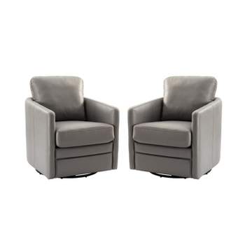 Set of 2 Hugo Transitional Wooden Upholstered Swivel Chair With Metal Base For Bedroom And Living Room| Artful Living Design