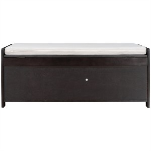 XINGHANZHENXUAN Rustic Storage Bench with 3 Shutter Doors, Hidden Compartment & Removable Cushion, Entryway Shoe Bench - 1 of 4