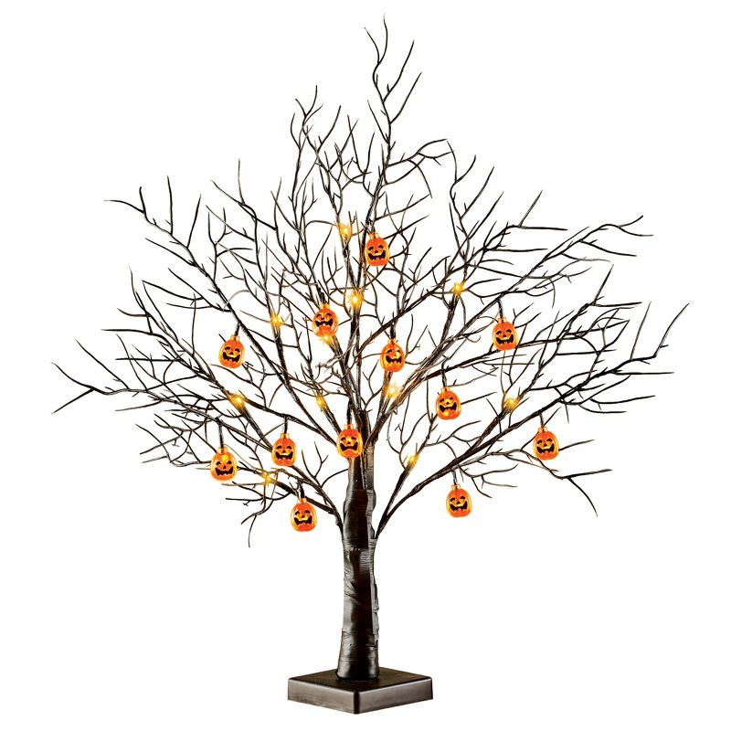Collections Etc Lighted Pumpkin Halloween Tabletop Tree Decoration, 1 of 3