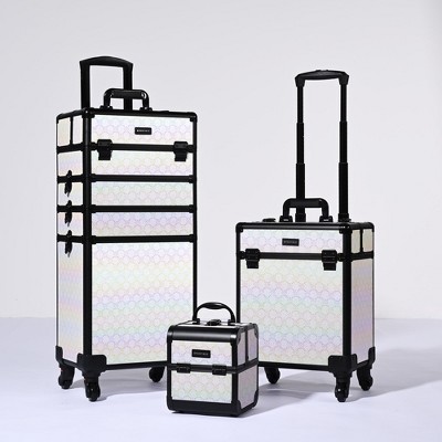 Byootique 3-Piece Makeup Train Cases Cosmetic Organizer Kit ForgetMeNo pattern