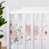 Sweet Jojo Designs Girl BreathableBaby Breathable Mesh Crib Liner Baby Nursery Watercolor Floral Burgundy Wine and Pink - 4 of 4