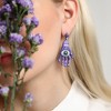 SOHI Women's Amerthyst Purple The Hamsa Drop Earrings - 4 of 4