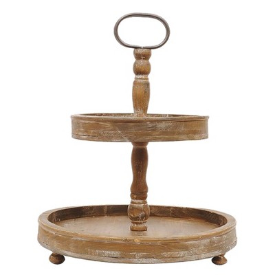 Round Wood 2-Tier Tray - 3R Studios