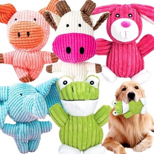 5 Pack Squeaky Dog Toys, Tough Stuffed Plush Puppy Tough Chew Toys, Durable Plush Animal Dog Toy for Large Small Medium Dogs to Keep Them Busy - 1 of 1