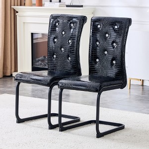 KTMBDW Faux Leather Metal Frame Dining Chairs,Modern Retro Alligator Skin Upholstered Dining Chairs for Kitchen,Living Room - 1 of 4