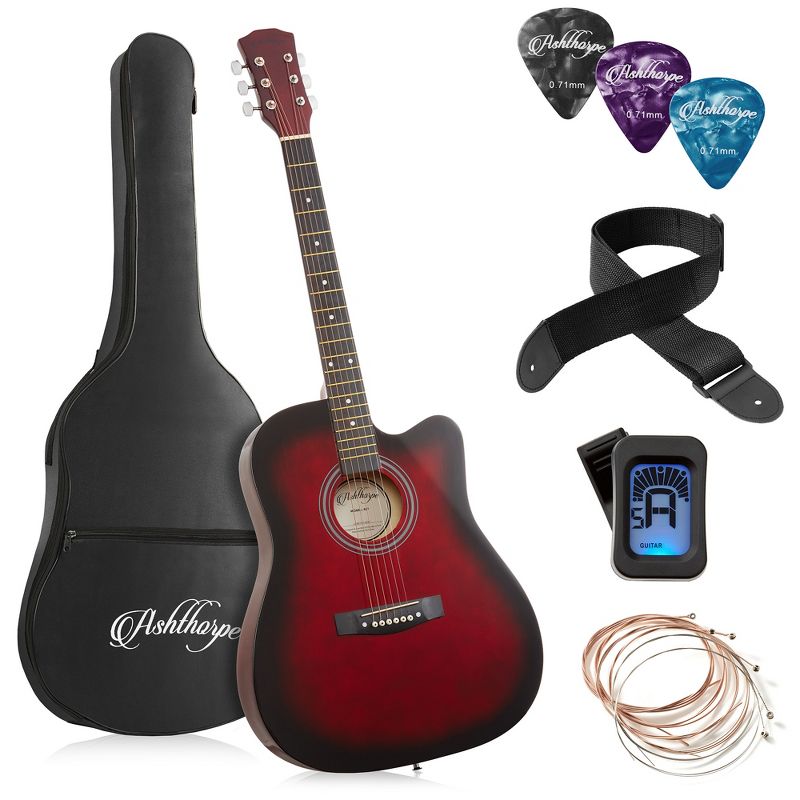 Ashthorpe 41-Inch Beginner Acoustic Guitar, Basic Starter Kit with Gig Bag and Accessories, 1 of 7