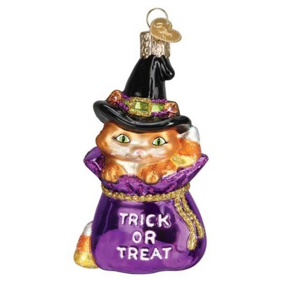 Old World Christmas 4.0 Inch Trick-Or-Treat Kitty Ornament And Glitter Tree Ornaments