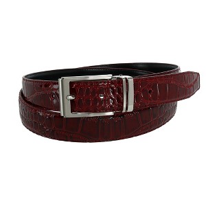 CTM Big & Tall Leather Croc Print Dress Belt with Clamp On Buckle - 1 of 4