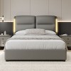 Sapphtopaz Queen Platform Bed Frame with PU Headboard Upholstered Bed with Hydraulic Lift Up Storage and Sensor LED Bed Frame for Bedroom - 2 of 4