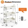 3 Tier Space-Saving Rolling Storage Cart with Locking Wheels, White - 4 of 4