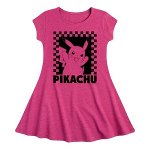 Girls' - Pokémon - Pikachu Checkers Fit & Flair Cap Sleeve Dress - 1 of 3