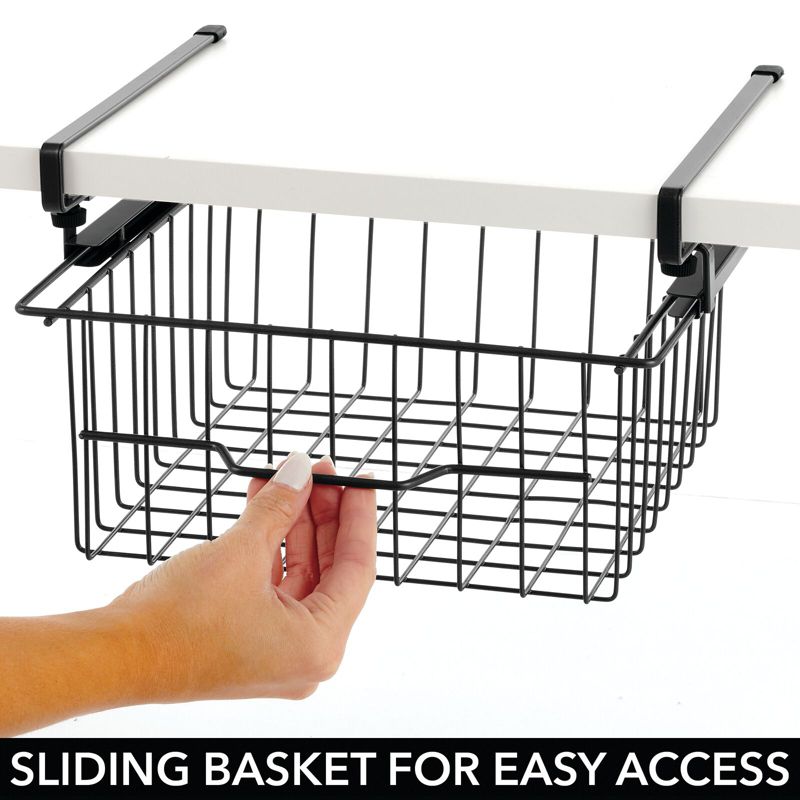 mDesign Compact Hanging Pullout Drawer Basket - Shelf Organizer, 5 of 10