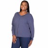 24seven Comfort Apparel Relaxed Plus Size Fit Ribbed Knit V Neck Sweater Top - 2 of 4