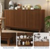 58" Modern Farmhouse Sideboard Buffet Cabinet w/ Adjustable Shelves & 4 Doors - Curved Design Wood Storage Console for Dining, Living Room - 4 of 4