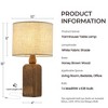 ALOADECOR 18''Farmhouse Traditional Natural Brown Solid Wood Base Table Lamp with Beige Fabric Shade for Bedroom Living Room - 4 of 4