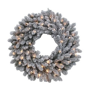 Kurt S. Adler 24“ Pre-Lit Battery Operated Warm White LED Vail Pine Wreath - 1 of 4