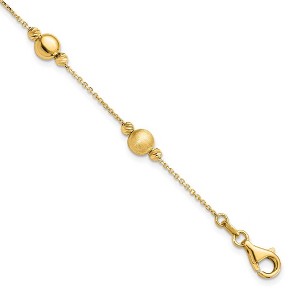 Black Bow Jewelry Multi Finish 6mm Bead Station Bracelet in 14k Yellow Gold, 7.5 Inch - 1 of 4