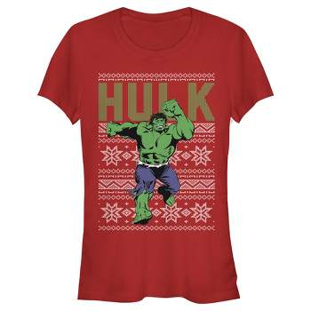 Juniors Womens Marvel Ugly Christmas Hulk T-Shirt