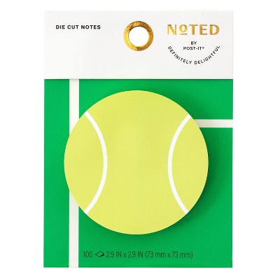 Noted by Post-it Sports Court Round Die Cut Notes Tennis Balls Green 100 sheets