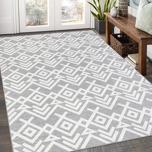 Acekool Moroccan Washable Rug – Soft Low-Pile Geometric Design, Non-Slip for Living Room, Bedroom & Dining - 1 of 4