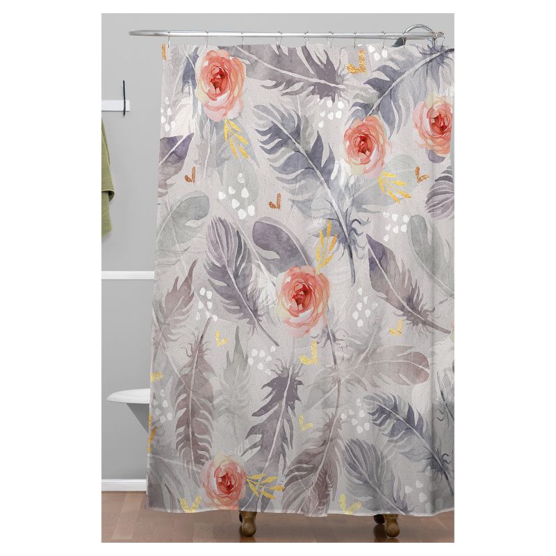 Floral Shower Curtain Gray - Deny Designs, 3 of 6