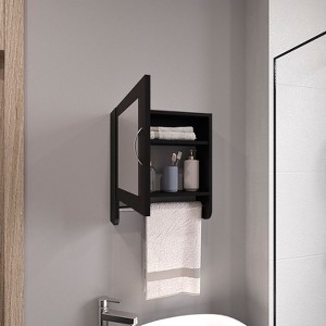 Vynxaria 19.7" H x 17.7" W Mirror Medicine Cabinet with Towel Rack, One Door and Two Interior Shelves for Bathroom or Kitchen Storage - 1 of 4