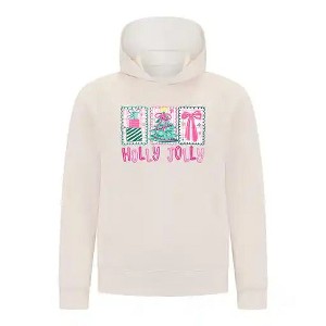 Everyday Kids Christmas Collection Holly Jolly Girls Pullover Hoodie – Pink Holiday Sweatshirt - 1 of 4