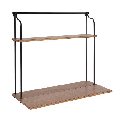 Kate and Laurel Walters Desk Rectangle Wood Wall Mounted Desk, 31x30x14, Rustic Brown