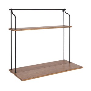 Kate and Laurel Walters Desk Rectangle Wood Wall Mounted Desk, 31x30x14, Rustic Brown - 1 of 4