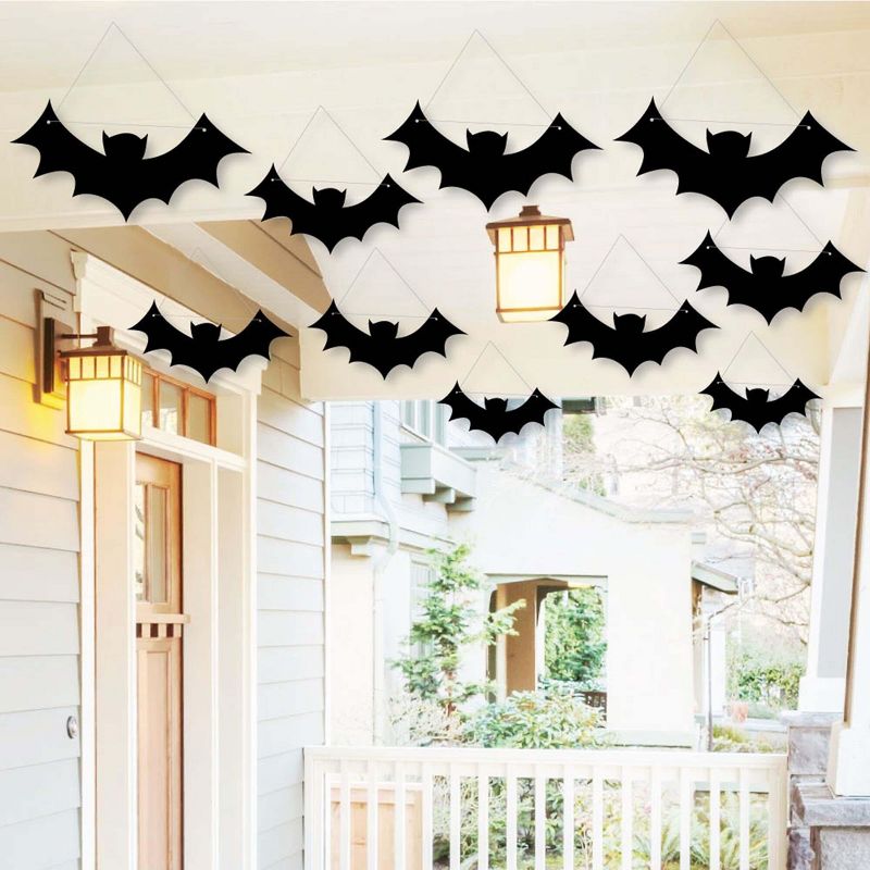 Big Dot of Happiness Hanging Black Bats - Outdoor Hanging Decor - Halloween Party Decorations - 10 Pieces, 1 of 8