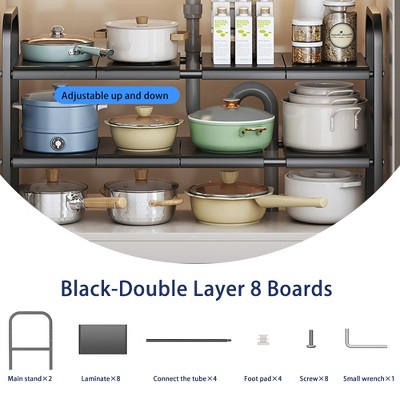 1 Stretchable Countertop Storage Rack Suitable For Bathroom And Kitchen, Kitchen Pot Rack, Bathroom, Washbasin, Cabinet Layered Storage Rack