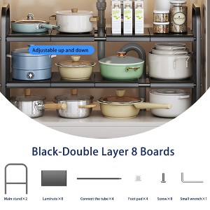 1 Stretchable Countertop Storage Rack Suitable For Bathroom And Kitchen, Kitchen Pot Rack, Bathroom, Washbasin, Cabinet Layered Storage Rack - 1 of 4