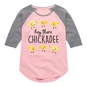 Girls' - Instant Message - Hey There Chickadee Shirt Tail Raglan Graphic T-shirt - 1 of 4