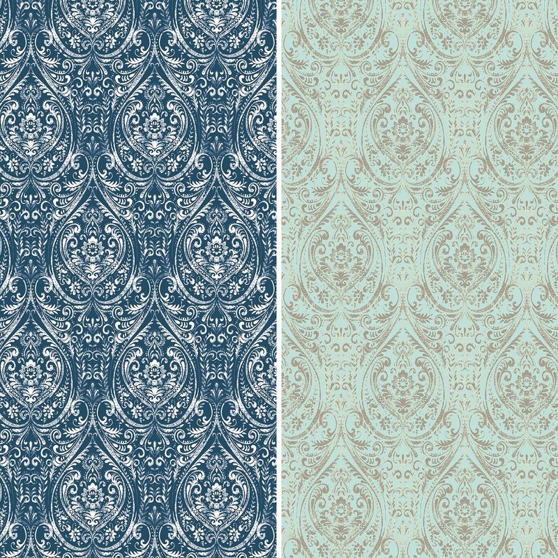 6&#34; Double Sided Ocean Damask Canvas Room Divider Blue - Oriental Furniture, 5 of 8