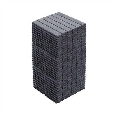 OUTSUPPLY Interlocking Deck Tiles, 12"x12" Light Gray Acacia Hardwood Outdoor Flooring for Patio, Pool, Balcony