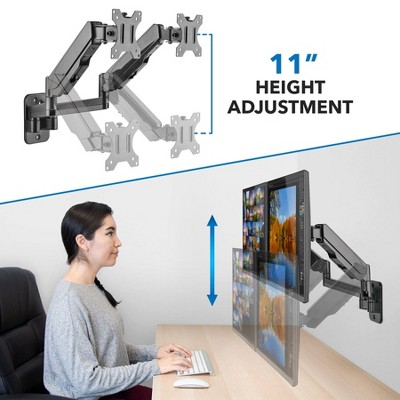 Dual Monitor Full-Motion Wall Mount with Gas Spring Lift