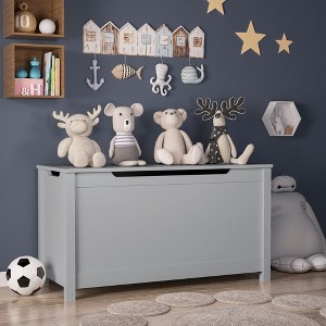 Lycvki Wooden Kids Toy Box Storage with Safety Hinged Lid - 1 of 4