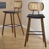 Bekrvio 26" Mid Century Modern Counter Height Bar Stools - Rattan Cane Back, Wood, PU Leather Upholstered for Kitchen Island Dining - 4 of 4